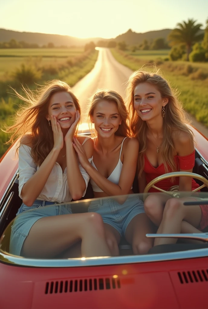 Beautiful girls in the car 