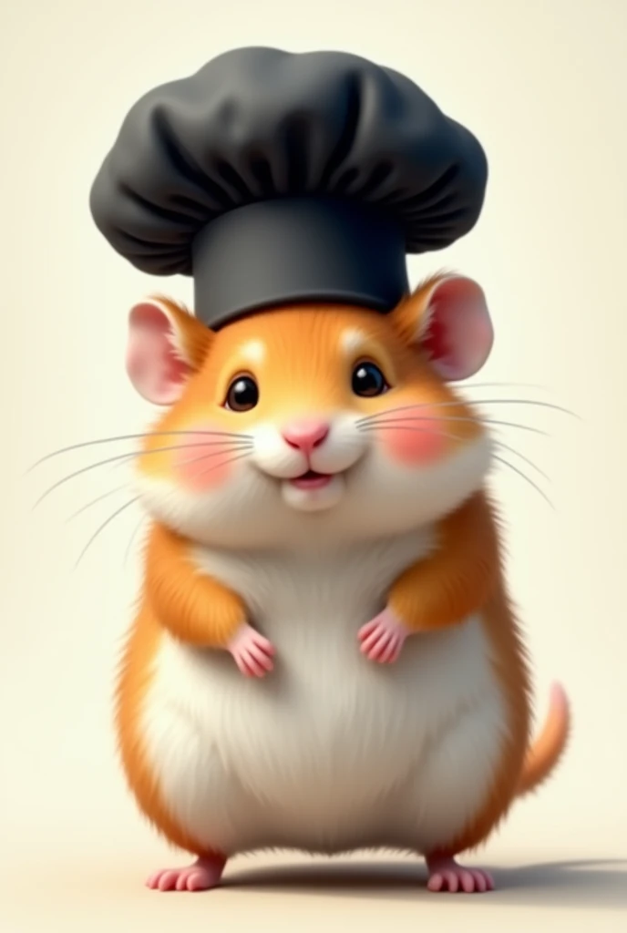 create a hamster with cute hamster cheeks and a black cook&#39;s head hood you should not see the ears 