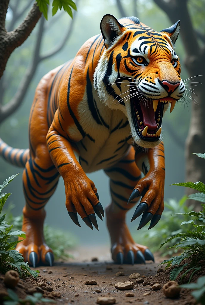 Tyrannosaurus rex fused with Bengal tiger