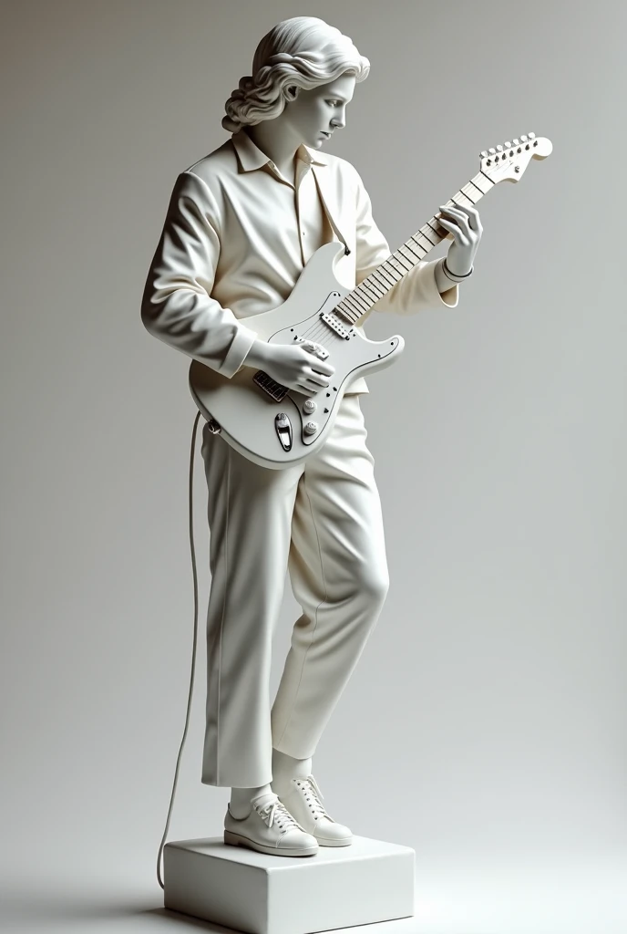 realistic marble statue with an electric guitar
