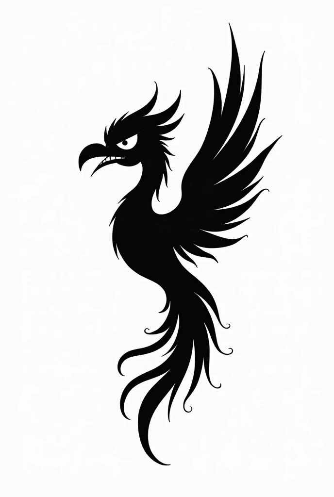 Leave only the Phoenix with less details with the white background , leave the Phoenix in tattoo style, with a bad face