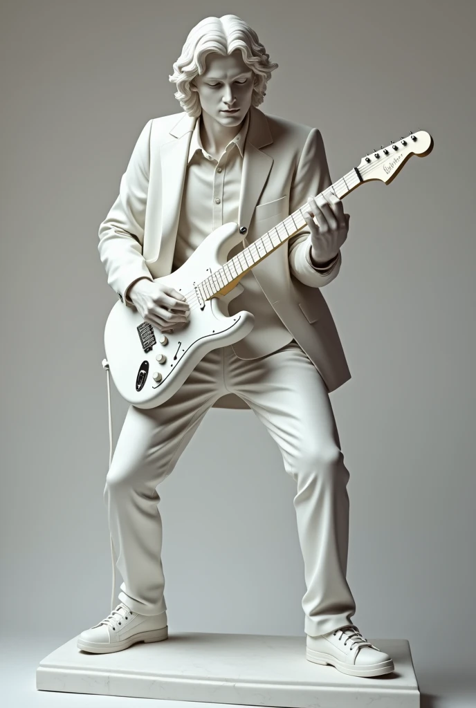 realistic marble statue with an electric guitar