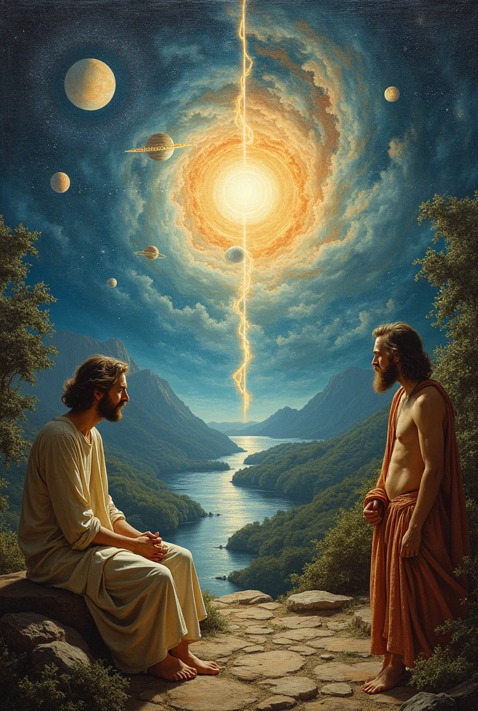 Creation of the world in seven days**: Debate between biblical literalism and symbolic or poetic interpretation of creation in Genesis.