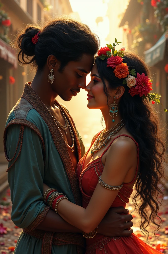 Create a gypsy who falls in love with a dark-skinned gypsy