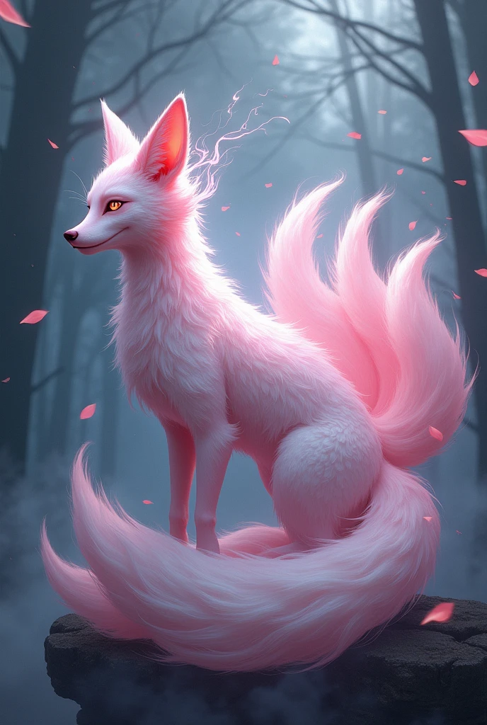 Pink and white ghost fox 6 tails