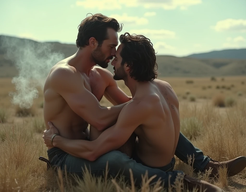 Breakback Mountain, the western United States, the complex relationship between love and sex between two men, Heath Ledger, Jack Glenho, working on the farm, handsome, cowboysexy sailor suit triangle thongs, more details, background scattering 1.8 HD 8k real photos! Sex. Chest muscles! Chest hair! ((Monochrome)), ((grayscale)),tattoo. white hair Smoke, movie feeling! Movie lights! Award-winning poster Ambiguous and teasing Sit on the grass and snuggle up to each other.