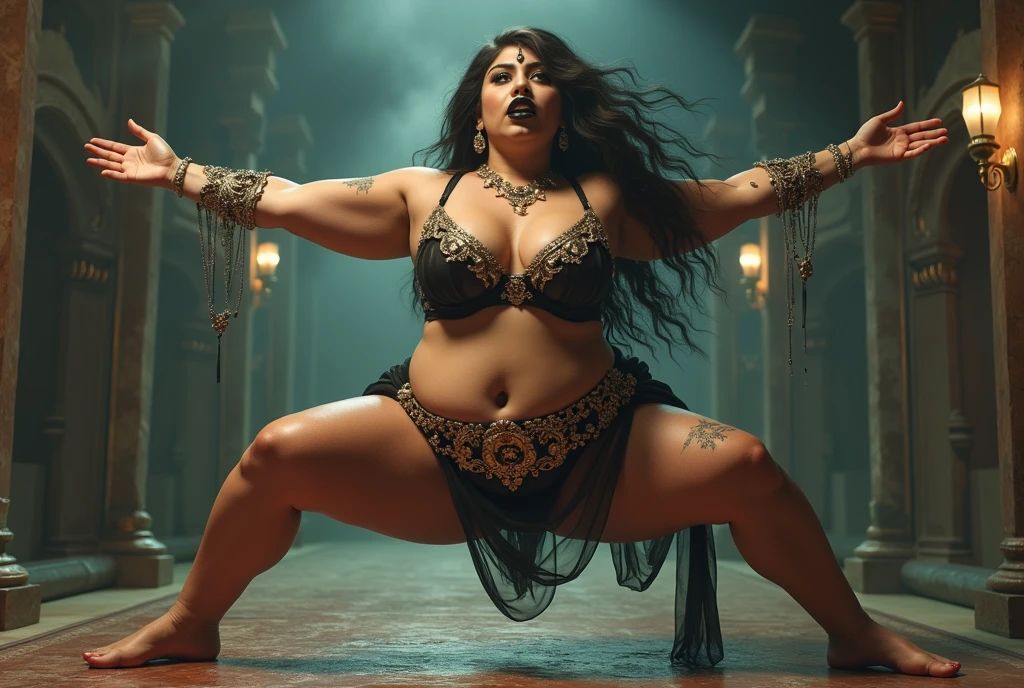 Fortune telling hall、Majestic atmosphere,put on a lace robe,(indian astrology:1.3),Looks like Aparna Dixit, full body Closeup shot, Big chubby aunty, milf, cougar lady witch, horny Gothic milf, 50 years old gorgeous mature lady, pervert demoness, demoness of lust, curvy, black lips, horny face, extremely gorgeous, thick figure, heavy physique, voluptuous, curvy, sexy figure, Fashionable portrait of androgynous alien looking witch wearing veil, glowing eyes, futuristic design, minimal details, givenchy, photoreal, 200mm, hd, f/ 2.0, highly detailed, surreal, sexy beautiful evil woman, sexy bold sequin Saree with strapless Bra, chudail, Pishachini, horror genre, blood-thirsty enchantress, powerful female spirit, eerie, drop dead, in the style of red and blue, (intricate details, hyperdetailed:1.15) (skin texture:1.2), dark Moody tone, cinematic lighting, haunted place in background, Fortune telling hall、Prophet, Asago,