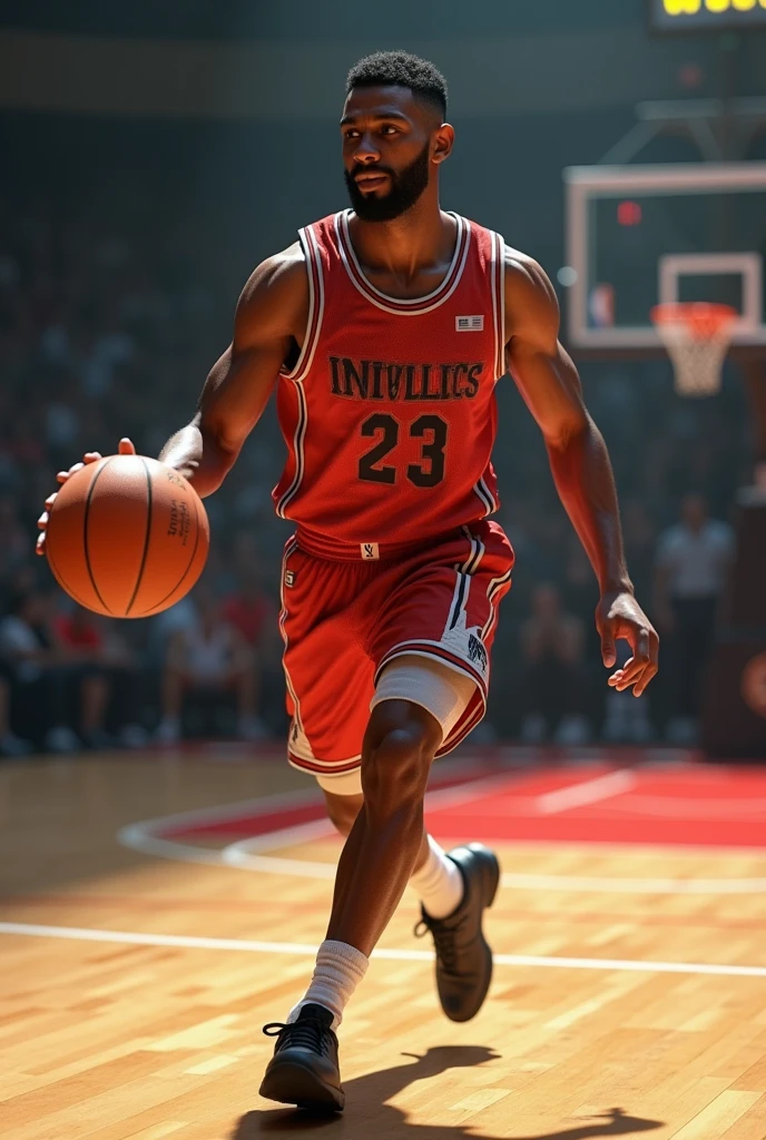 ultra realistic, realistic, 4k, textured skin, playing basketball, man