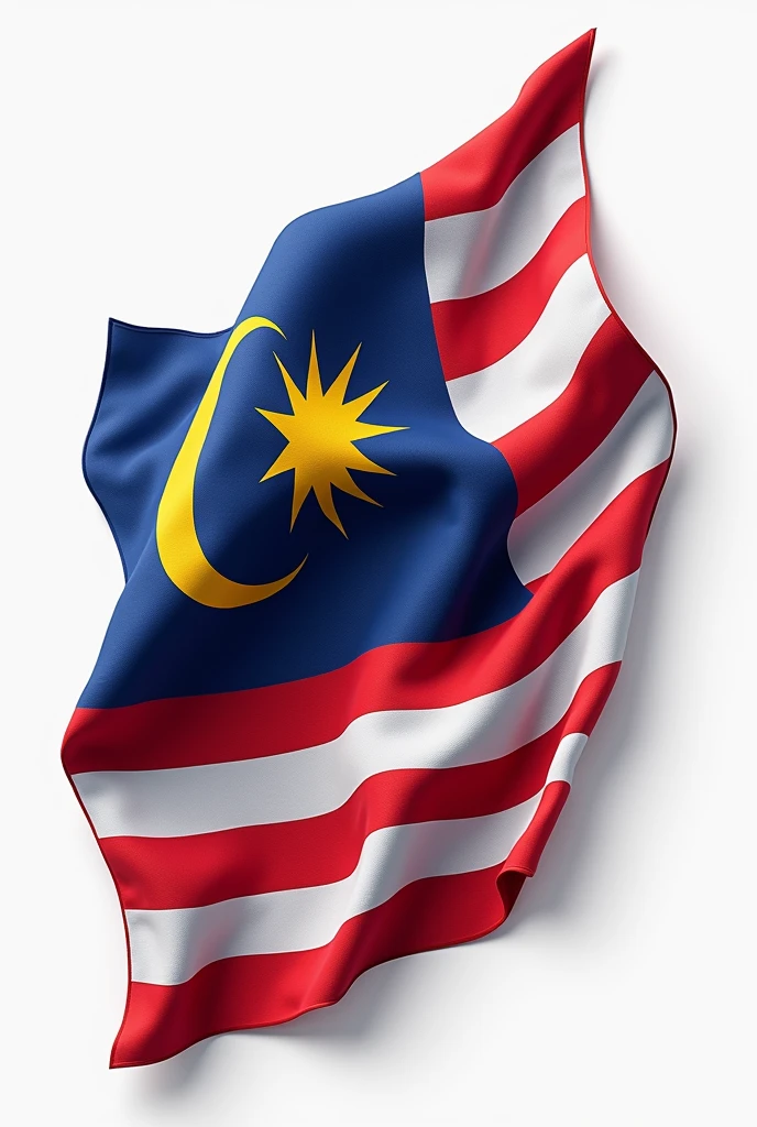 A detailed, high-quality folding Malaysian flag, highly realistic.(Perfect 14 star pointed shape). , photorealistic, extremely detailed, 8K, masterpiece. Repeated, vibrant colors, folds and shadows accurately depicted, crisp focus, realistic lighting, patriotic, beautiful. ((Malaysia))