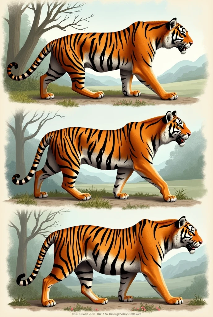 Stages where the tiger evolved where it clearly looks different