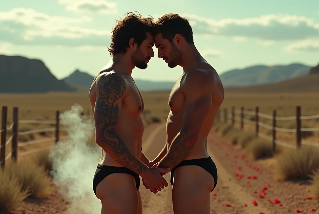 Breakback Mountain, the western United States, the complex relationship between love and between two men, Heath Ledger, Jack Glenho, working on the farm, handsome, cowboysexy sailor suit triangle thongs, more details, background scaing 1.8 HD 8k real photos! Sex. Ch muscles! Chest hair! ,tattoo. white hair Smoke, movie feeling! Movie lights! Award-winning poster Ambiguous and teasing