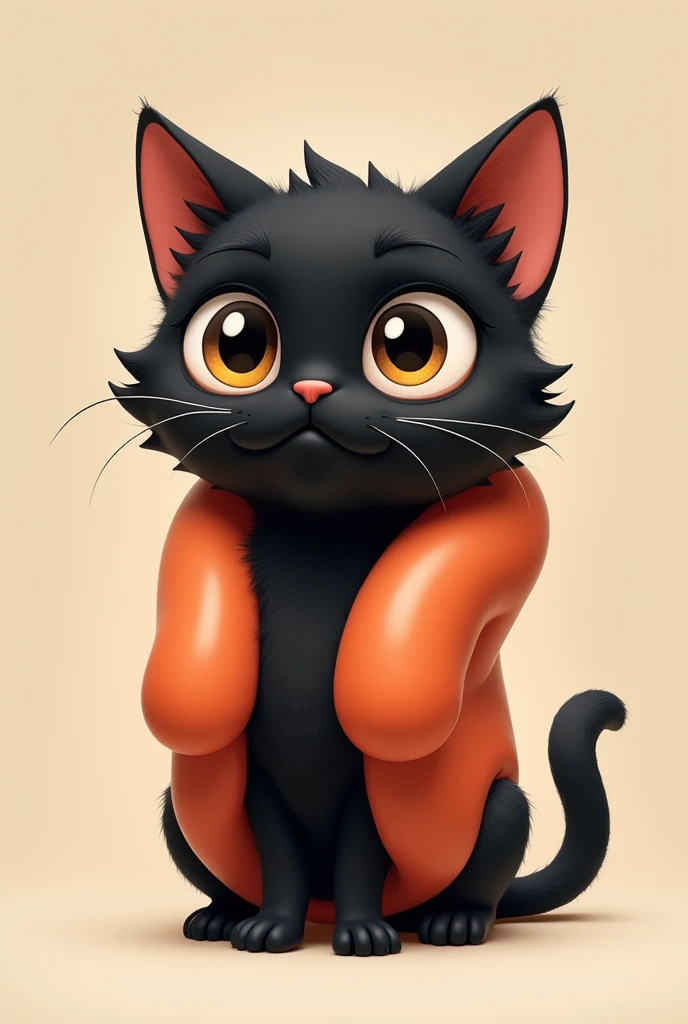 Black cat in a sausage costume,2D,Doll Eye,eye々crisp,Curled eyelashes