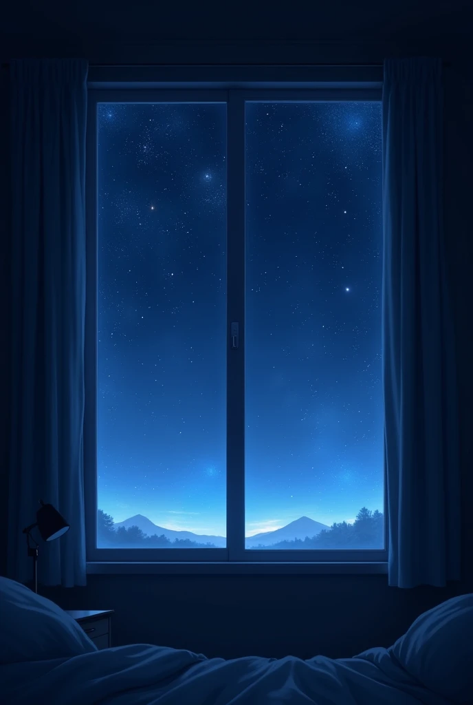 Empty anime style star room view from window