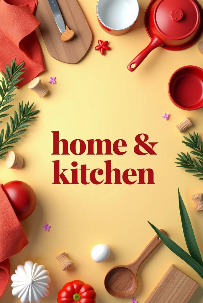 Home & kitchen accessories background with home & kitchen text