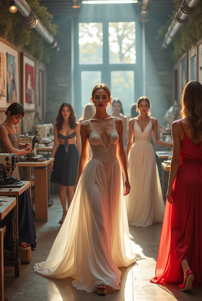Behind the scenes in a fashion studio

