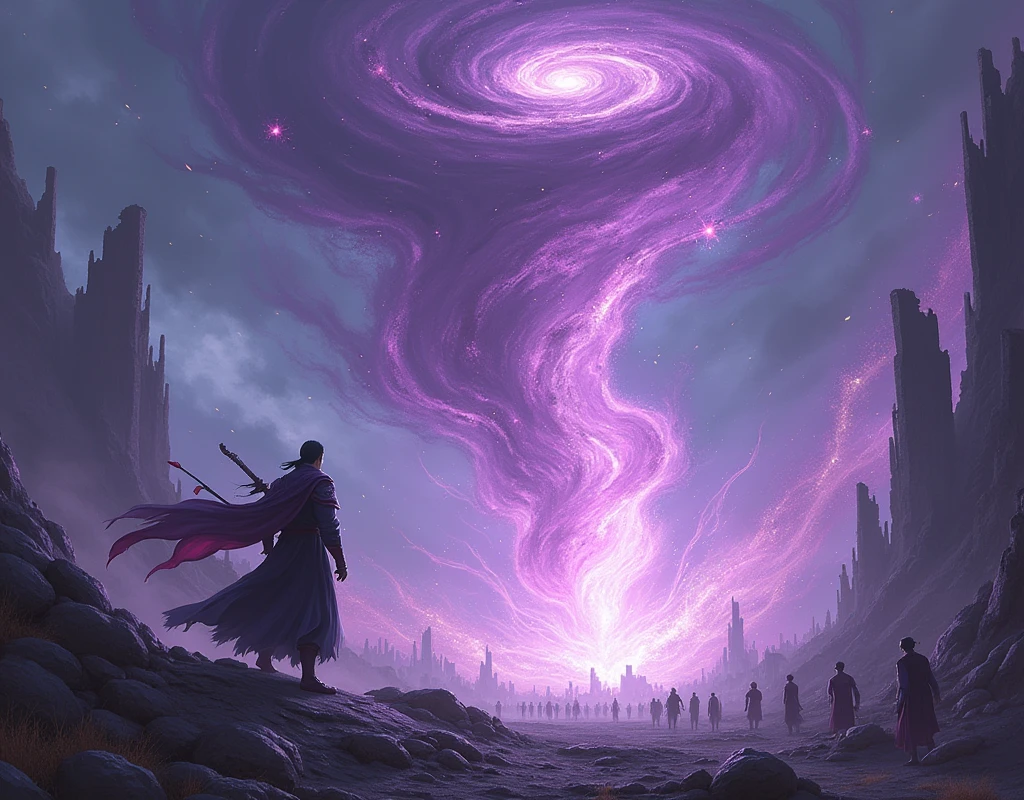 Xun revealed his shadow form and flew high into the air, channeled shadow-fire into Soul Reaper, and began to turn in a vertical arc, flipping with increasing speed. The legions were paralyzed with fear as the shadow-flame arc began to become a circle that seemed to grow in size. The wheel of fire entranced them all with fear as it lit the dark, night sky violet over the ruins of the fortress. Then as the arc hit critical size and speed, Xun stopped spinning abruptly, and the wheel of shadow-fire became a cyclone that poured down in a column into the center of the hunter and neo-Golden Sun forces and began radiating outward. Waves of shadow-fire spread throughout the fortress crystallizing the legions vast of hunters and neo-Golden Sun where they stood. The waves began pulsing and climbing through every hall, chamber, and tower as the enemy forces attempted, in vain, to flee. Wave after wave crawled across the valley and as it reached the ruined towers’ tops, it exploded out like volcanic fire and after a moment dissipated leaving only crystalized skeletons in its wake.