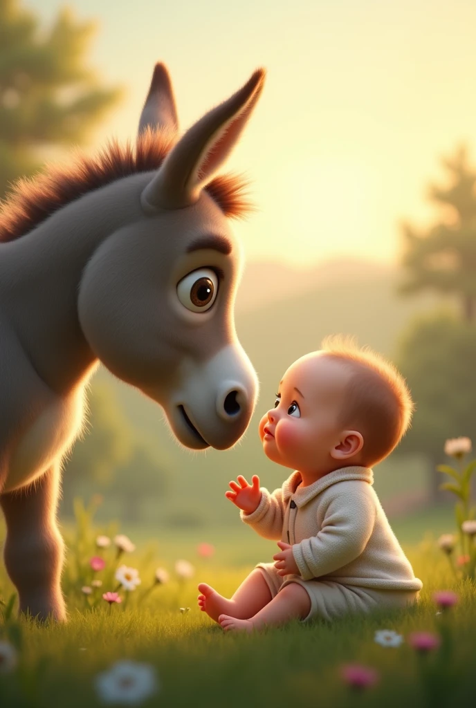 Donkey and human baby