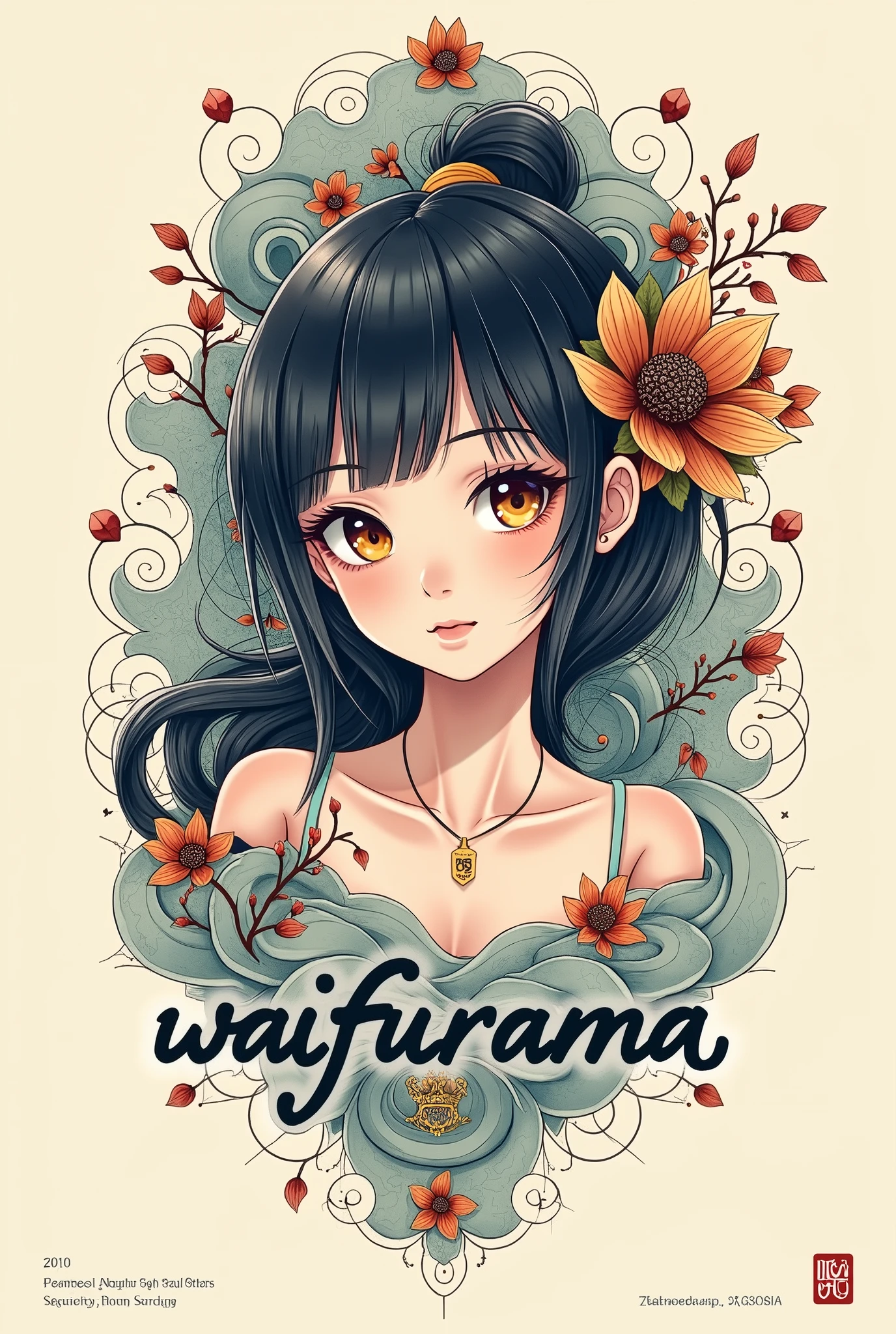 tattoo design that reads "waifurama"