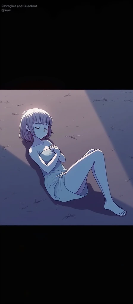 A beautiful girl sleeping on the flor outside, on dirt, realistic, full body, legs visible, hurt hr leg