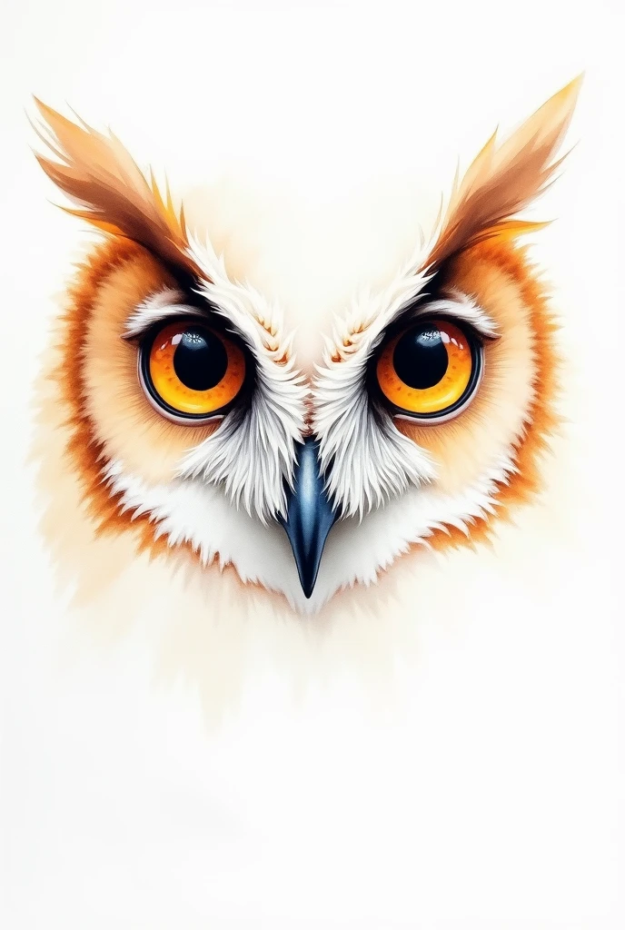 Beginner watercolor on white paper of an owl's eyes , that does not look like it was made by Artificial Intelligence