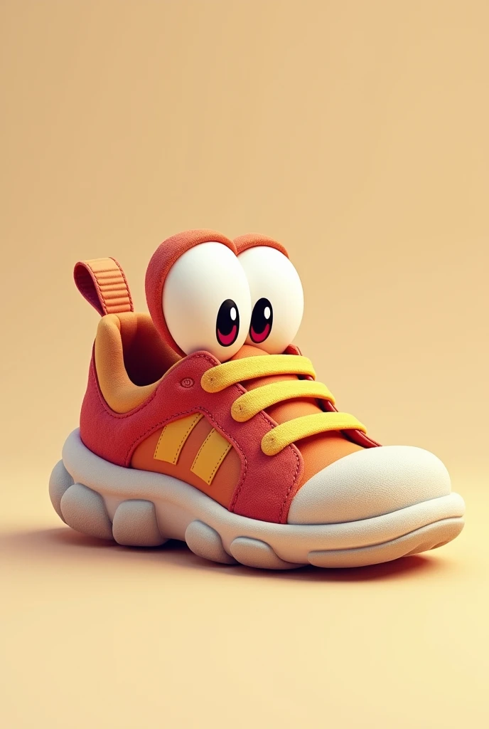 Generate a one Shoe that has eyes and smiling (Sneakers)