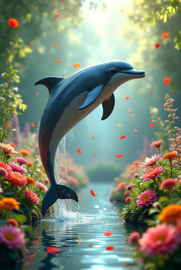 A dolphin in the flower garden