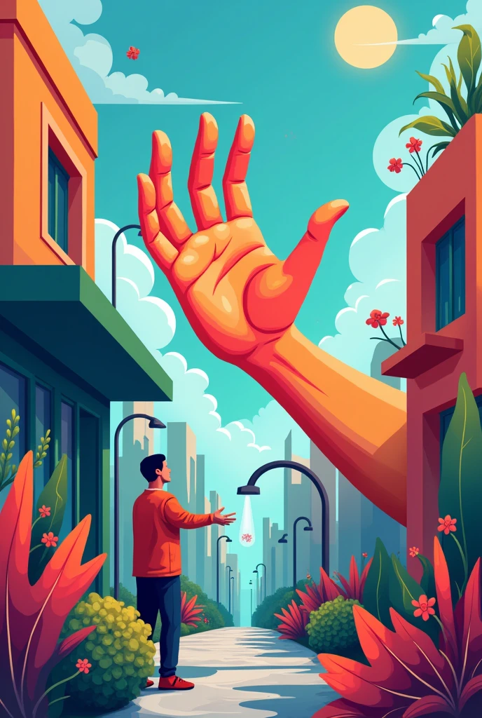 Drawing a hand about cleanliness in sorroundings and health
Make it colorful