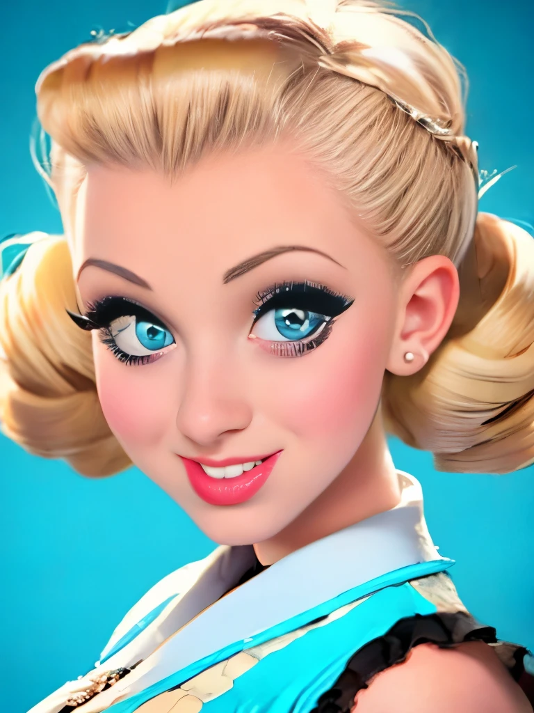 blonde woman with curlers in her hair looking at camera, rockabilly hair, retro and ethereal, up face with 1 9 2 0 s hairstyle, rockabilly style, retro 5 0 s style, rockabilly, dark pin-up style hair, pin up, 1950s vibes, vintage makeup, pinup style, inspired by Evaline Ness, old hollywood themed