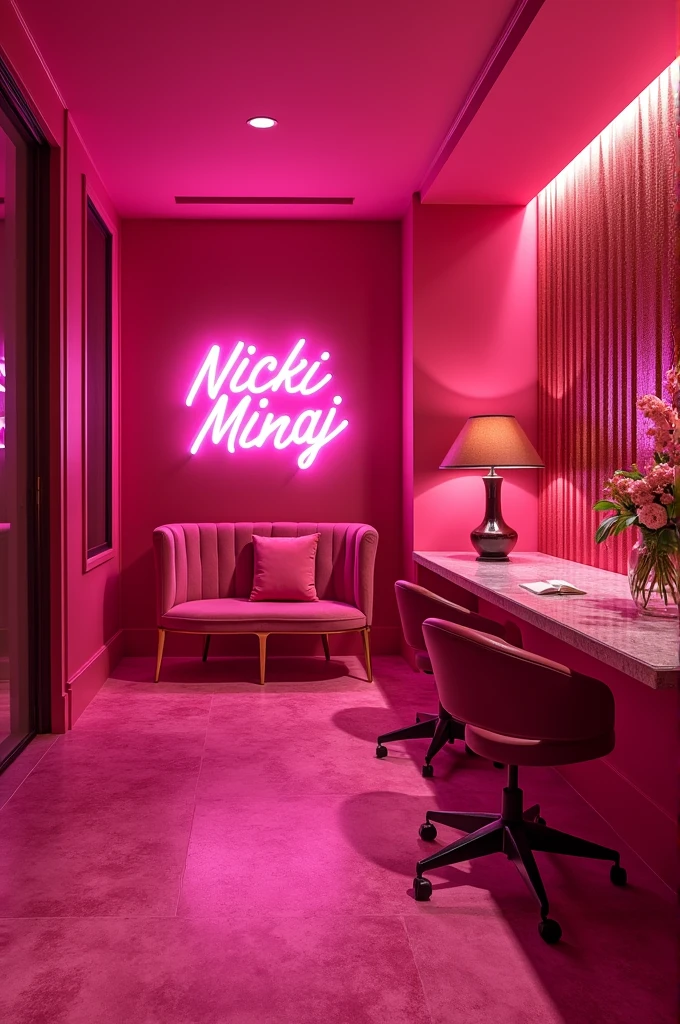 Recreate a Nicky Minaj law office in bright pink tones 💋