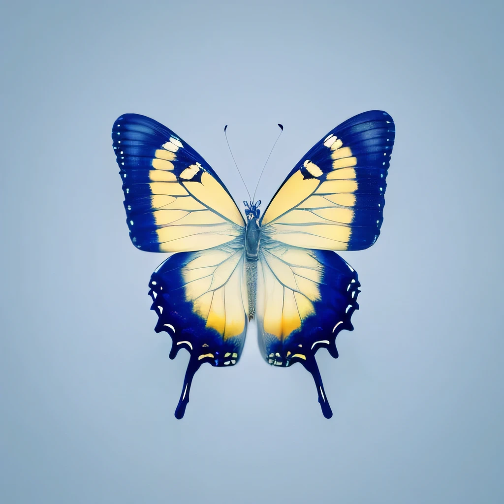 One butterfly, flying, White background, high quality