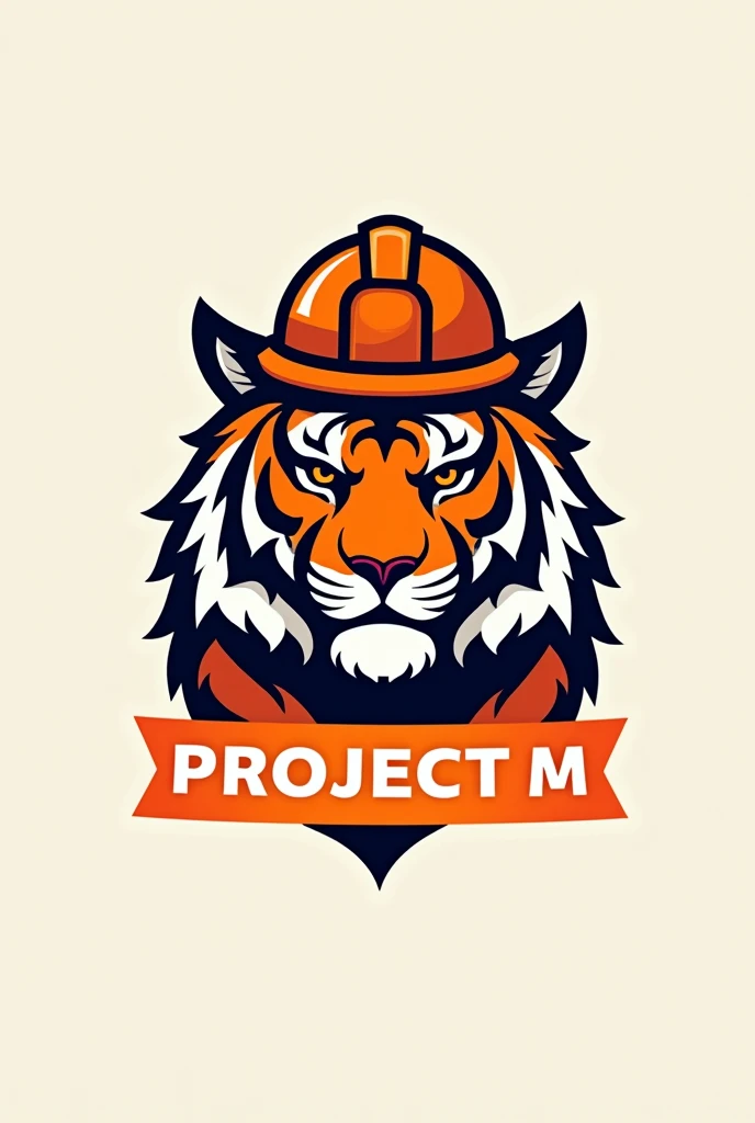 Create a political campaign logo that has a slogan: "Project M" next to an orange tiger with a miner's helmet