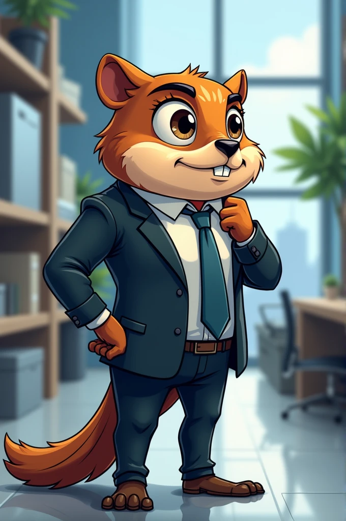 An animated animal representing the engineering career in business management for a cap logo