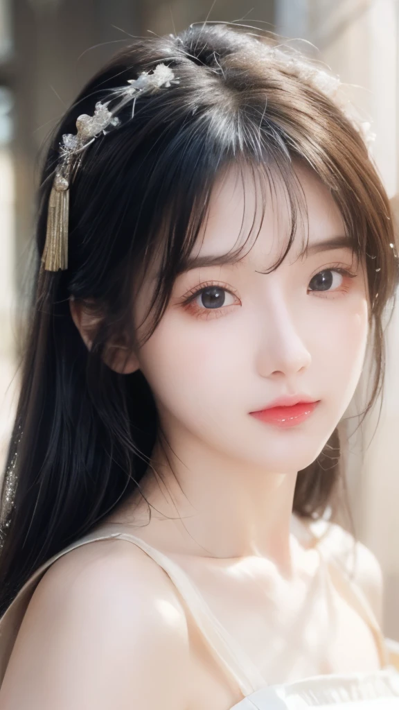 (RAW photos, best quality),(Practical, photo-Practical:1.3), masterpiece, Extremely delicate and beautiful, Extremely detailed, CG, Unite , 2k wallpapers, Astonishing, Fine details, A faint smile, Extremely detailed CG Unite 8k wallpaper, Huge file size, Extremely detailed, high resolution, absurd, Soft Light,, Flowing long hair , Beautiful and delicate girl, Delicate fingers, Extremely detailed eyes and face, Beautiful and delicate nose, Beautiful and delicate eyes, Long eyelashes, There is light on the face, Looking at the audience, Shut up, 1 Girl, Lovely, young, Mature face, whole body, Small Breasts, Practical face, Practical body, Beautiful and delicate thighs,,Light yellow ancient Chinese costume ,Aqua eyes