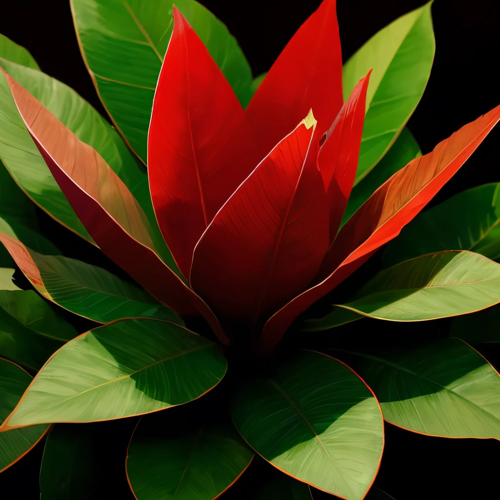 there is a red and black plant with green leaves, rich red colors, beautiful!!!!!!!!!, blood red leaves, very red colors, vibrant red colors, black and red colors, red and black colors, vibrant foliage, beautiful shades, red colors, huge flame fantasy plant, colorful with red hues, richly colored, by Andre de Krayewski, red colored