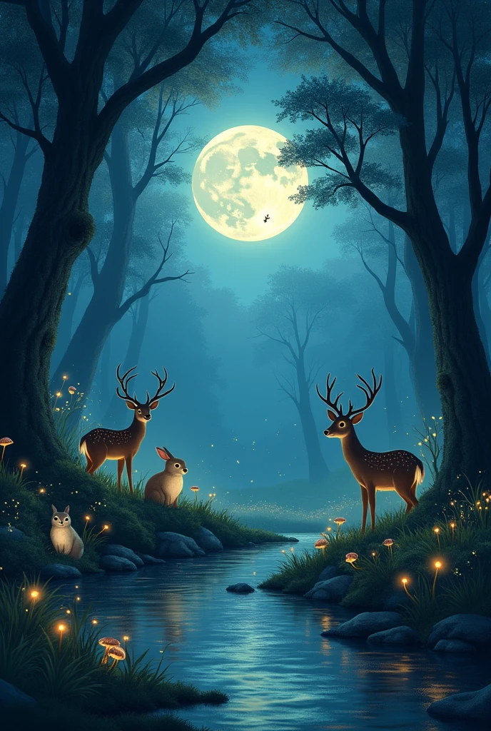 Nature at night under the moon