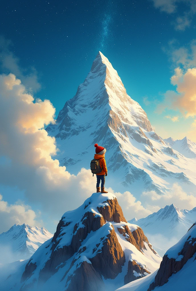 One boy in mountain top sky make a wonderful instagram logo 