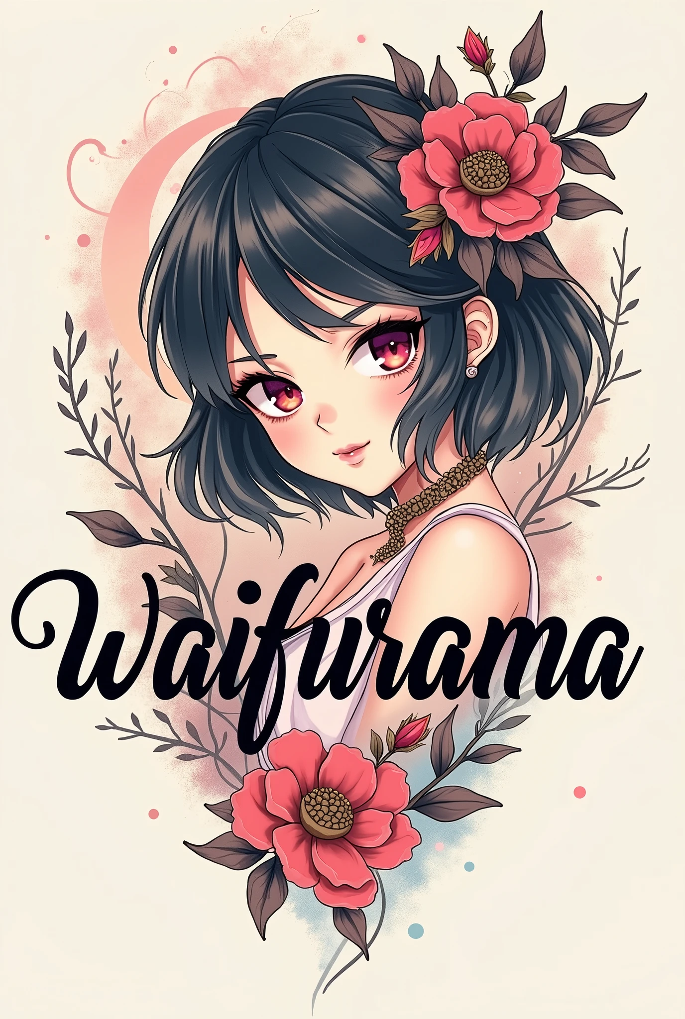 tattoo design that reads "waifurama"