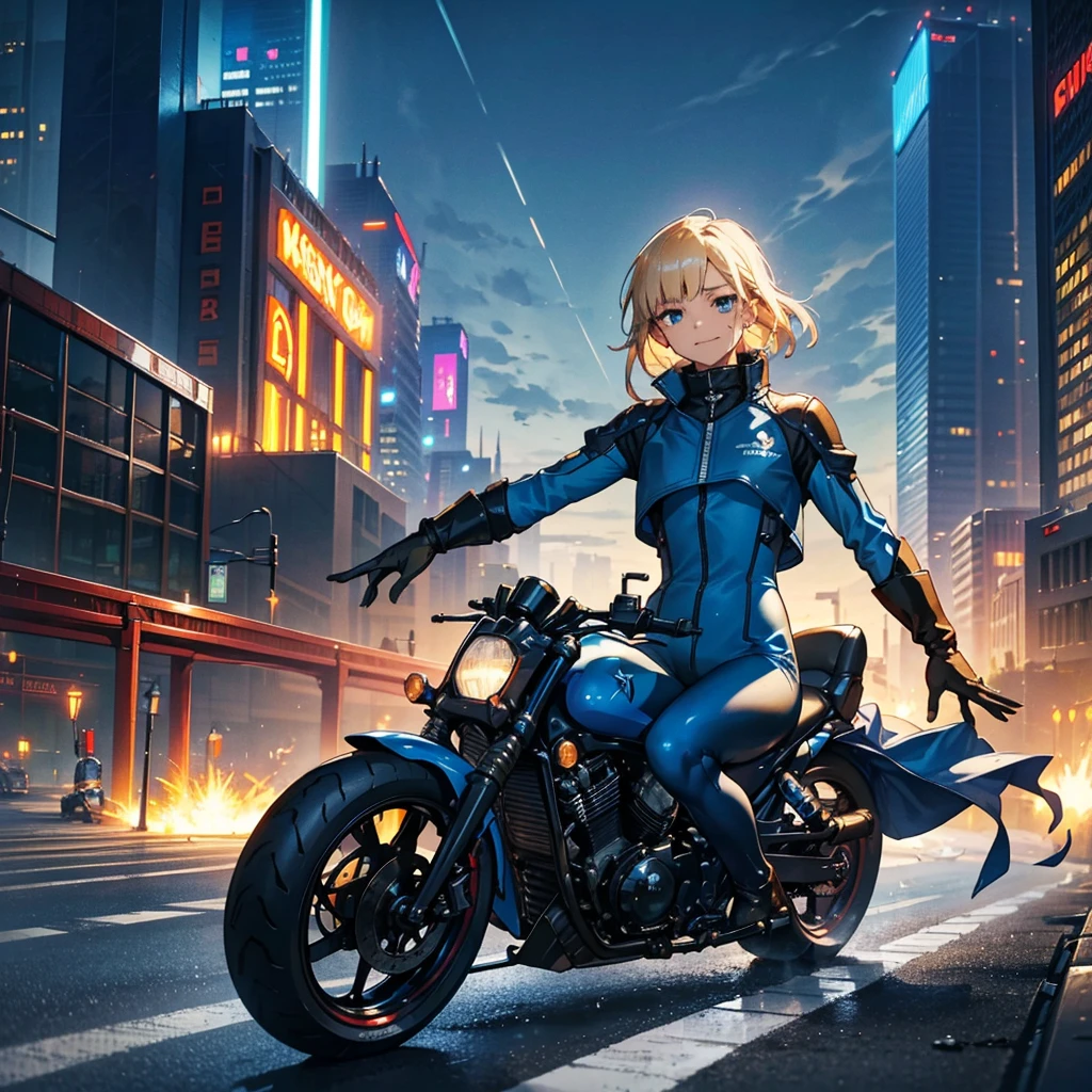 Sky City、(masterpiece), Highest quality, Fantasy art, One person, (alone:1.5), riding on a cyberpunk style motorcycle,  Ground vehicles, car, Speed Line, Bright colors,spark,(Racing Suits),(Racing Gloves),((Remember)),((Butt)),(Sweat),(hand,detailed,perfection,perfectionion,hands),