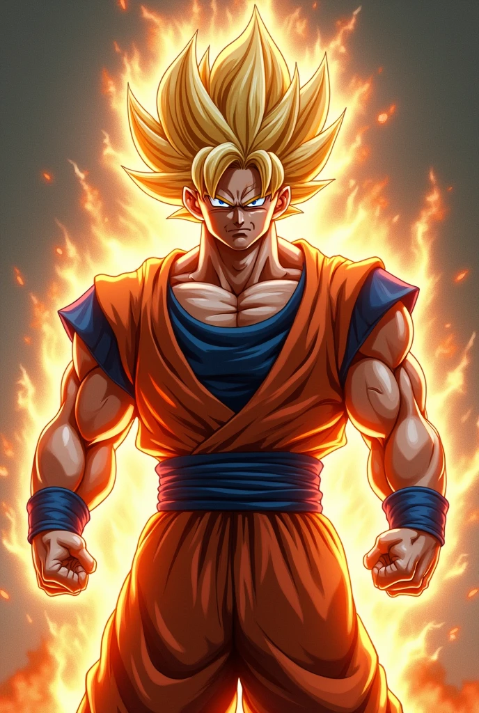 Goku in anger and using his 100% power backgroundless