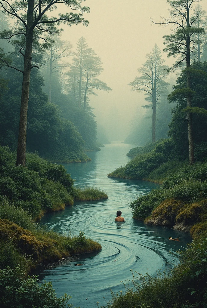 Create a colaj about flood, effect to ENVIRONMENT 