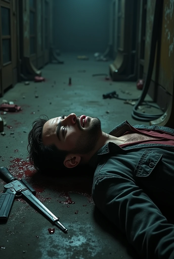 4k, ultra realistic, realistic, crime scene, body of man