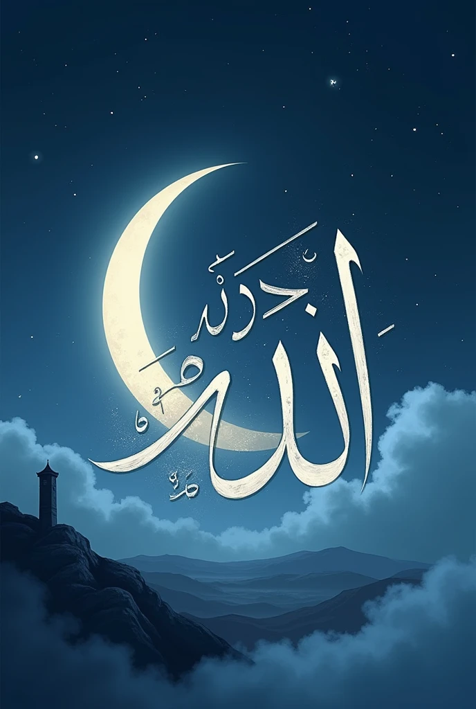 Text ALLAH and bihind moon