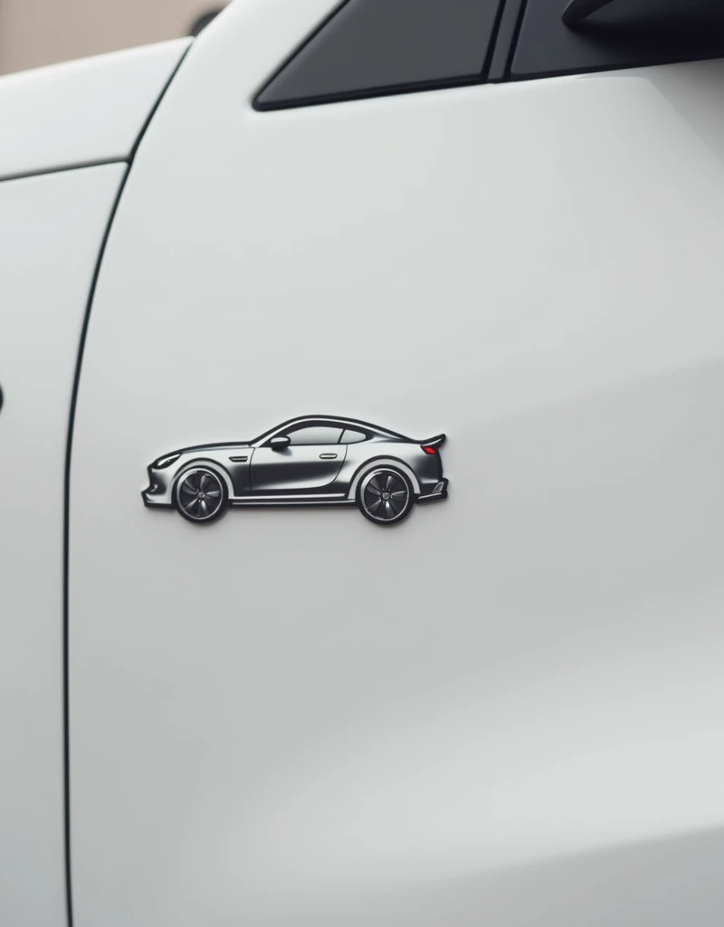 A minimalist car logo sticker