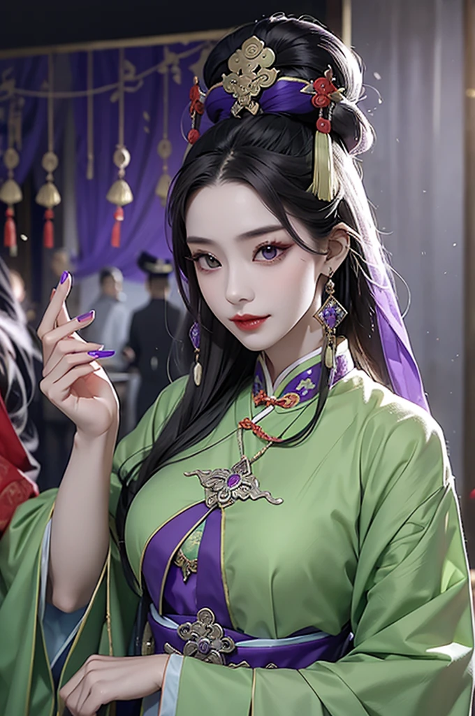 Jiangshi, Beauty, Beauty, Royal sister, Mother, dark, Qing dynasty clothing, Green-faced fangs, Purple