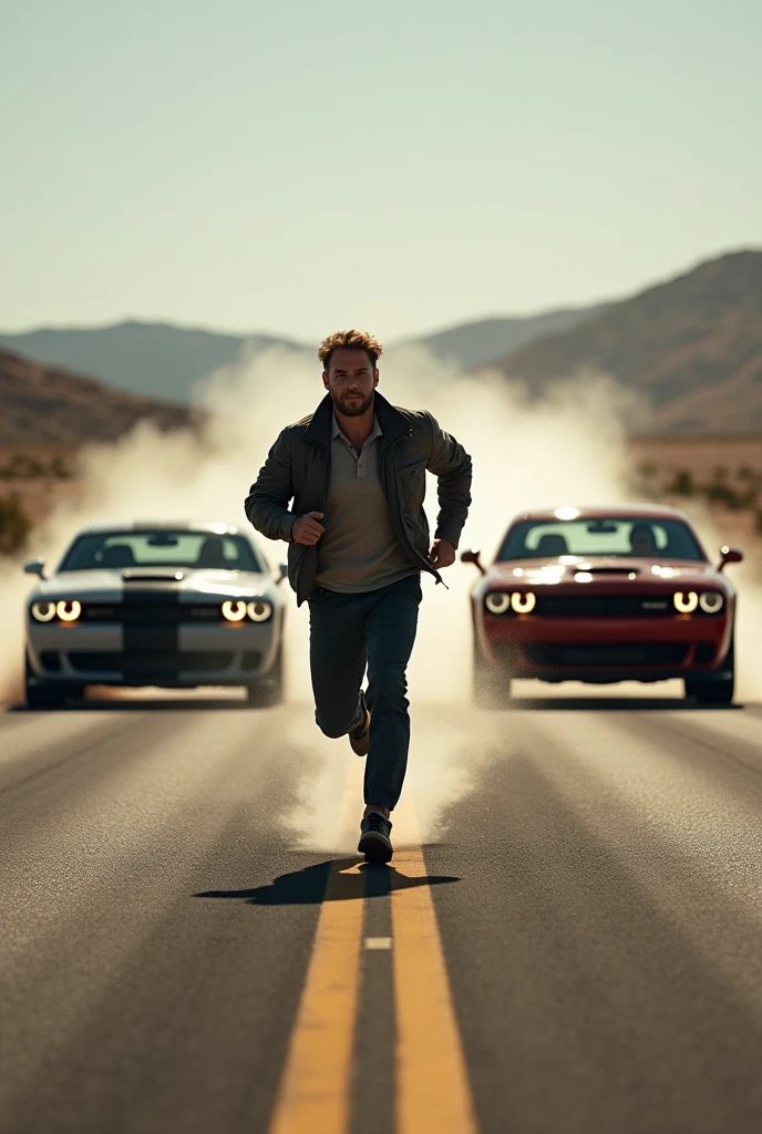 You can make a guy running down a road while 4 cars follow him to run him over.
