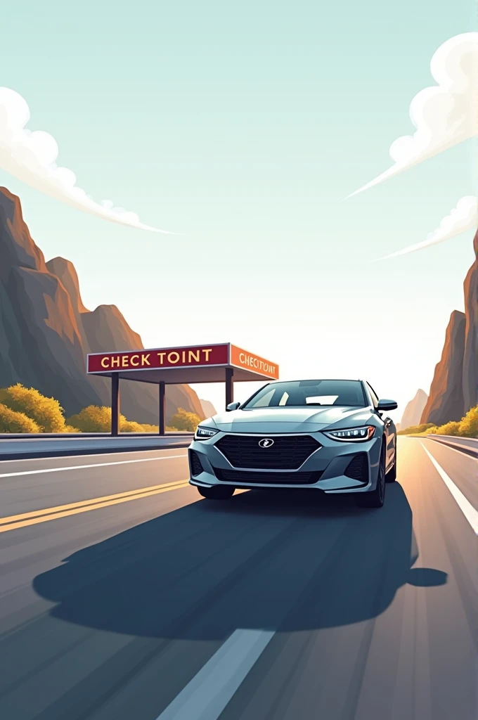 Attaching graphics of a car moving towards a checkpost. It's a vector image made in photoshop. Make similar graphics using the same software (photoshop). PFa attached Photograph. Nonetheless, it should be a side view. We have to show how the car is moving towards the checkpost looks from the side. Which side can be your choice. Left or right doesn't make much difference. Objective of this task is to check a sense of perspective.