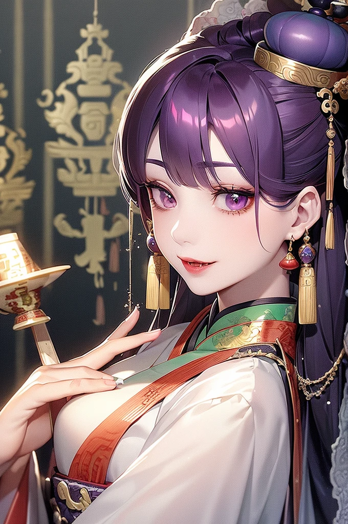 Jiangshi, Beauty, Beauty, Royal sister, Mother, dark, Qing dynasty clothing, Green-faced fangs, Purple