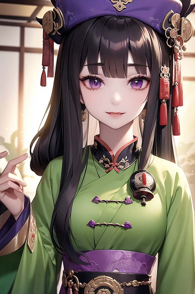 Jiangshi, Beauty, Beauty, Royal sister, Mother, dark, Qing dynasty clothing, Green-faced fangs, Purple