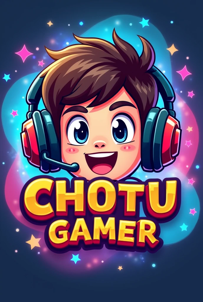 Create a beautiful Logo for my YouTube channel name is Chotu Gamer in which boy wearing headphones 