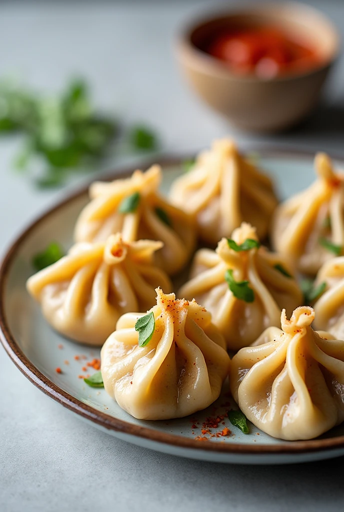 Peri peri Veg momo steamed in plate image of 300 x 300 pixels